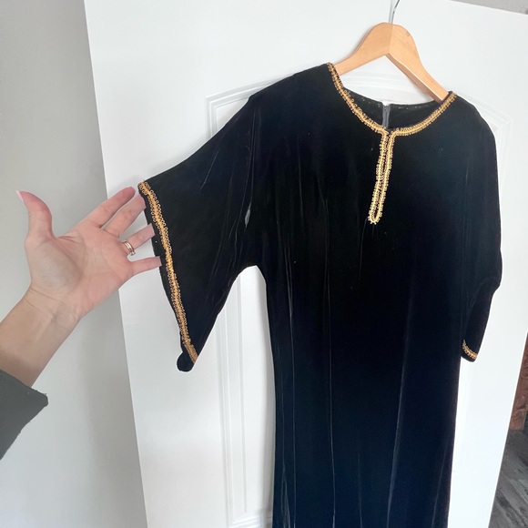 Vintage Holiday Velvet Kaftan Dolman Maxi Gown Dress - Picture 2 of 7